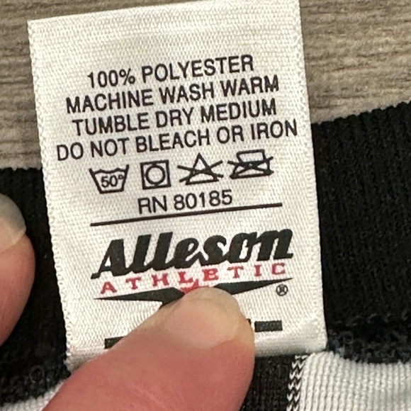 Men's Adult Alleson Athletic XXL 2XL Referee Umpire Stripes V-Neck Black White - Picture 7 of 7